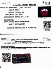 2.24/CT Natural Mozambique Ruby with Govt. Lab Certificate (23310)